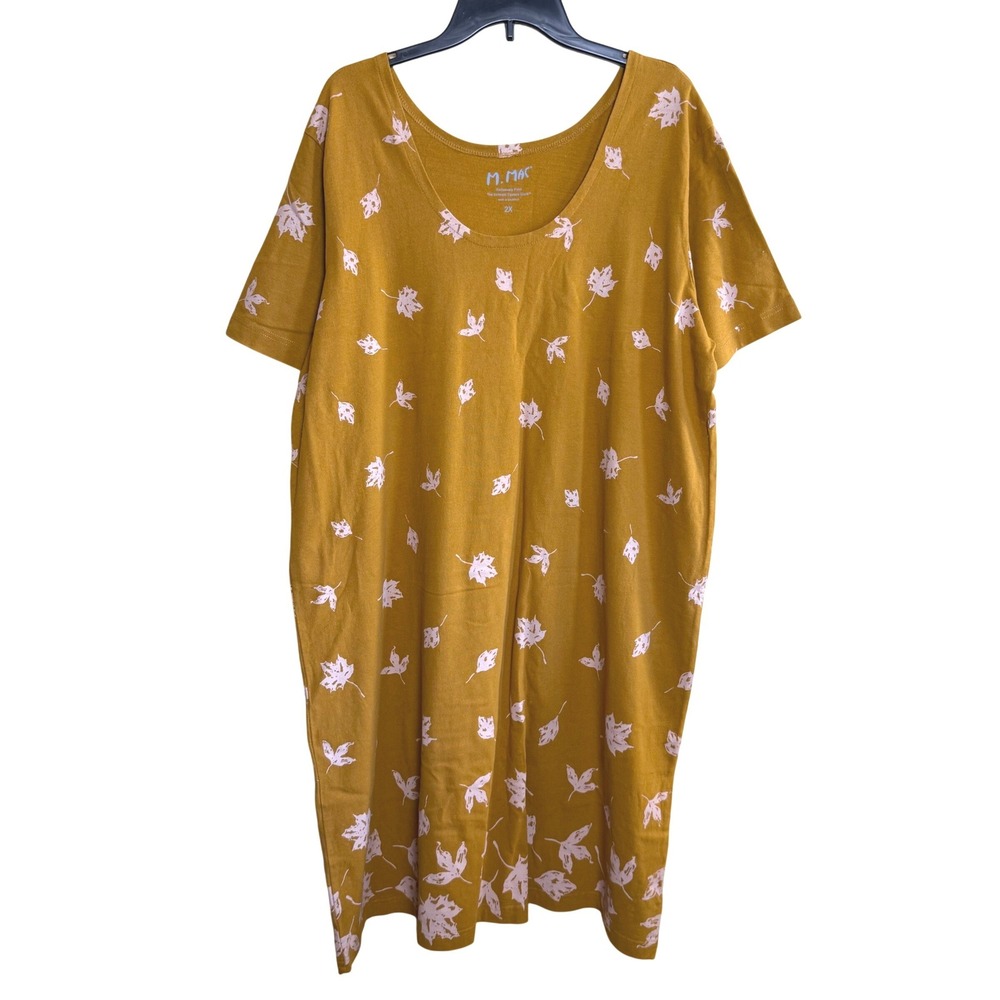 Vermont Country Store M. Mac T-Shirt Midi Dress Size 2X Fall Autumn Leaf Cotton